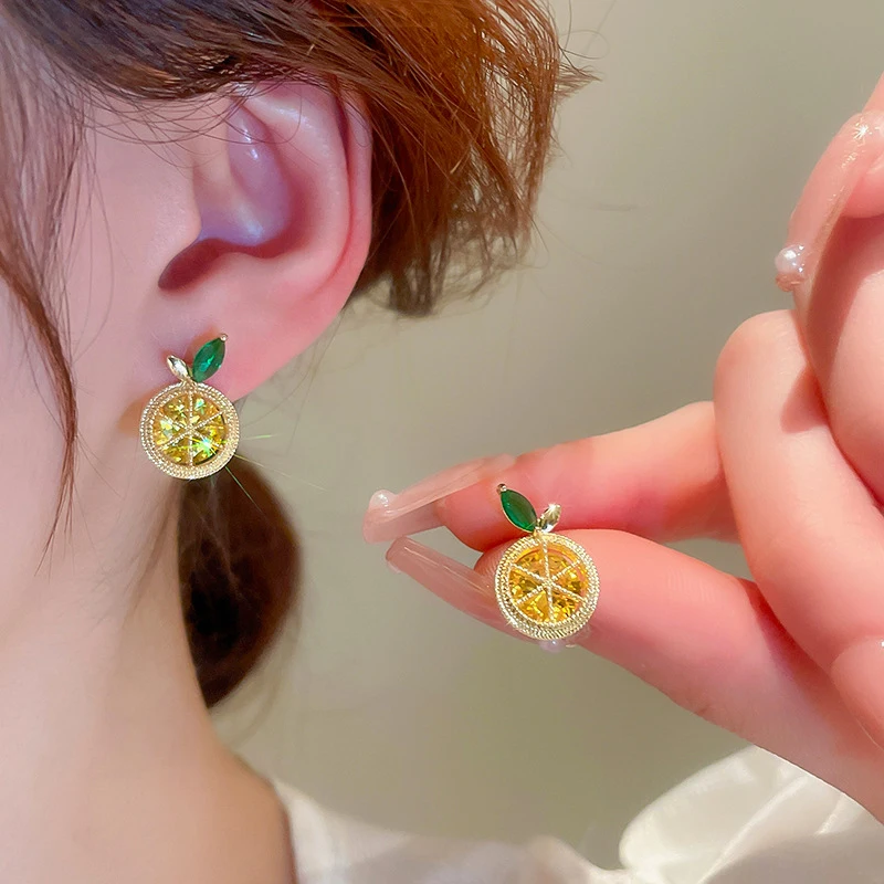 Boucles d'oreilles à clous en forme de fruit et de citron pour femmes, nouveau Design Unique, à la mode et pour filles exquises, usage quotidien, bijoux tendance, cadeaux d'anniversaire