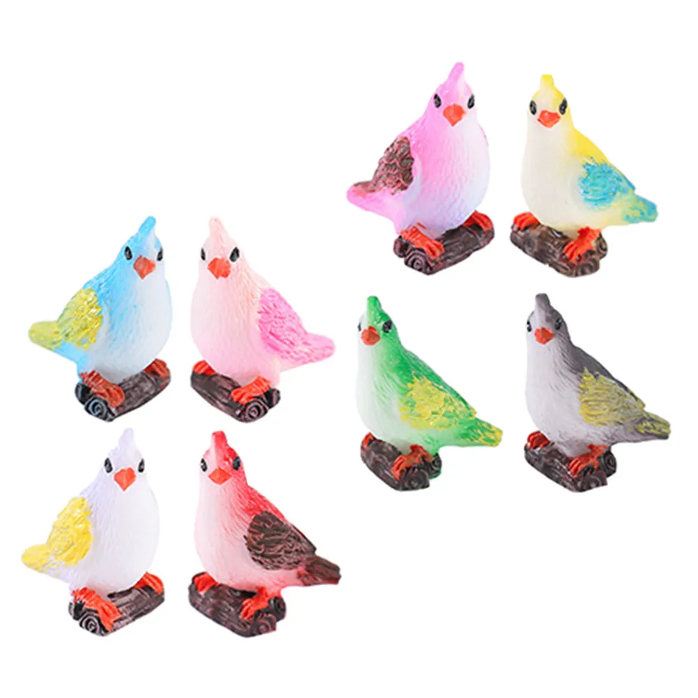 

10Pcs Mini Parrot Decoration Resin Micro Landscape Bird Statues for Desktop Garden Yard Dollhouse Landscaping Accessories