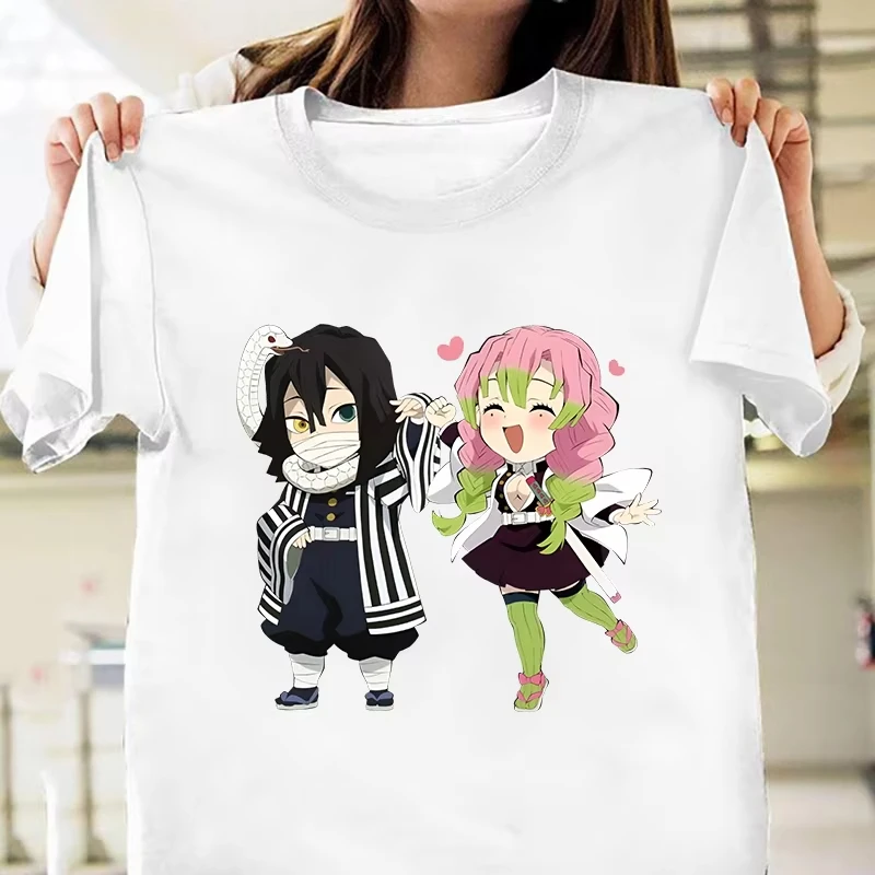 Neue Anime Kanroji Mitsuri Iguro Obanai bedruckte T-Shirts für Männer und Frauen, modische Sommer-Paar-T-Shirts mit kurzen Ärmeln
