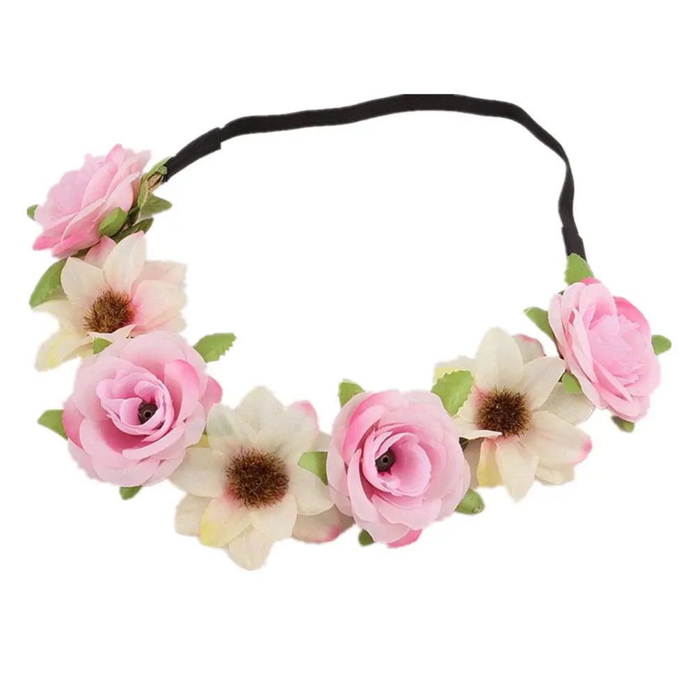 

6Pcs Flower Headband Bohemia Style Artificial Blooms Secure Fit with Back Rope Perfect for Festival Holidays Birthday Honeymoon