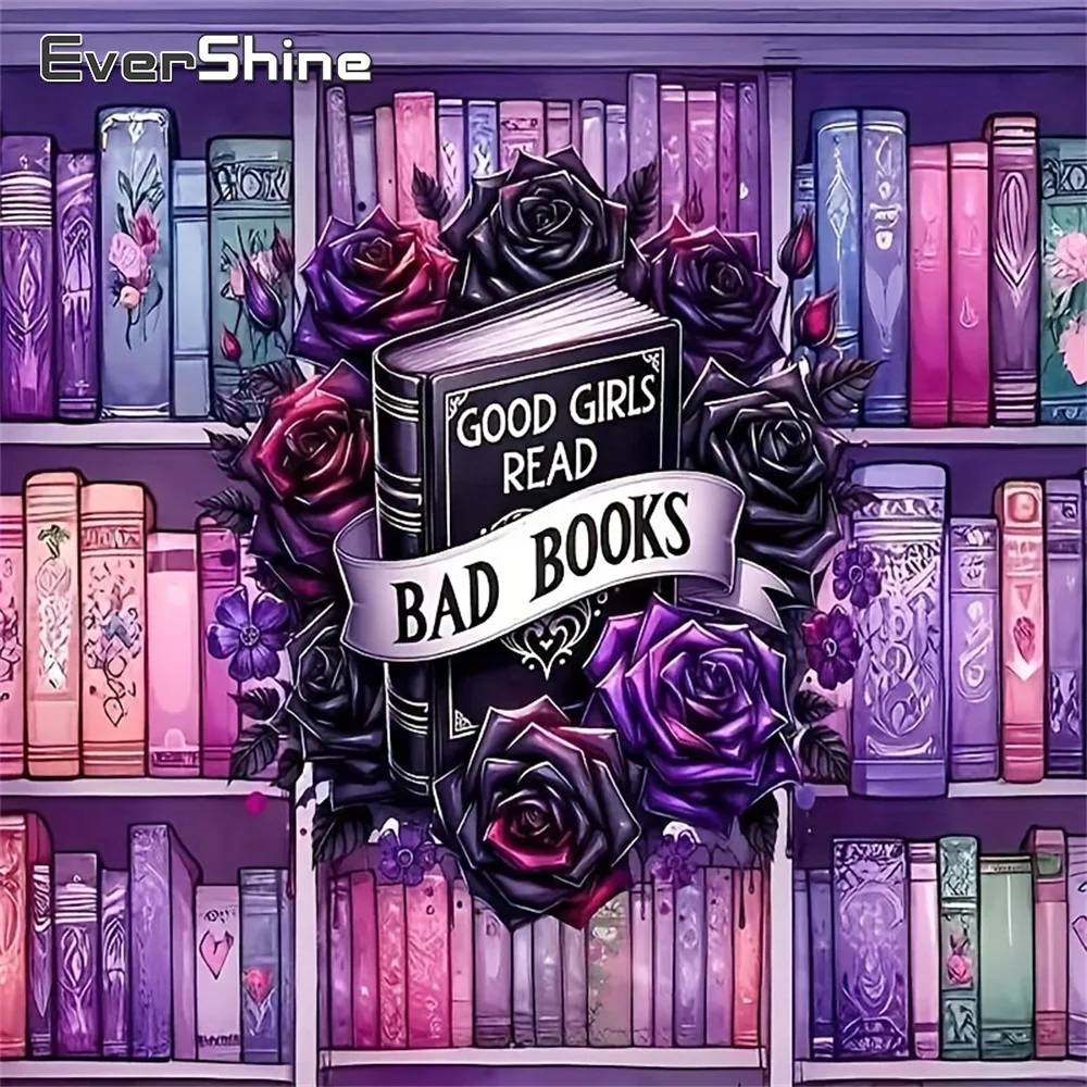 Evershine New Arrival Diamond Embroidery Book Landscape DIY Painting Bookshelf Acrylic Craft Supplies Mosaic Letter Wall Decor