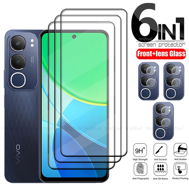 

6-in-1 For Vivo Y19S Glass For Vivo Y19S Tempered Glass Protective Full Cover Glue 9H HD Screen Protector Vivo Y19S Lens Glass