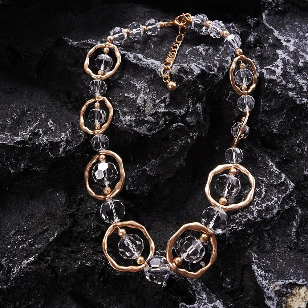 

WealthyBoo Women's Bohemian Necklace With Colorful Sparkling Crystal Glass And Women's Collarbone Chain