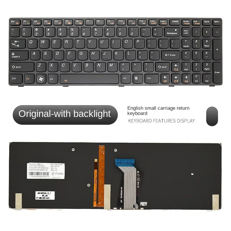 replace suit for LENOVO Y580 Y580NT Y580A Y590 Y590N Laptop keyboard With backlight