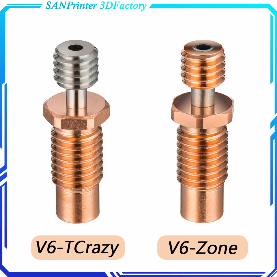 All-Metal NF V6-Zone V6-TCrazy Heat Break 3D Printer Nozzle Throat For 1.75mm E3D V6 HOTEND Heater Block