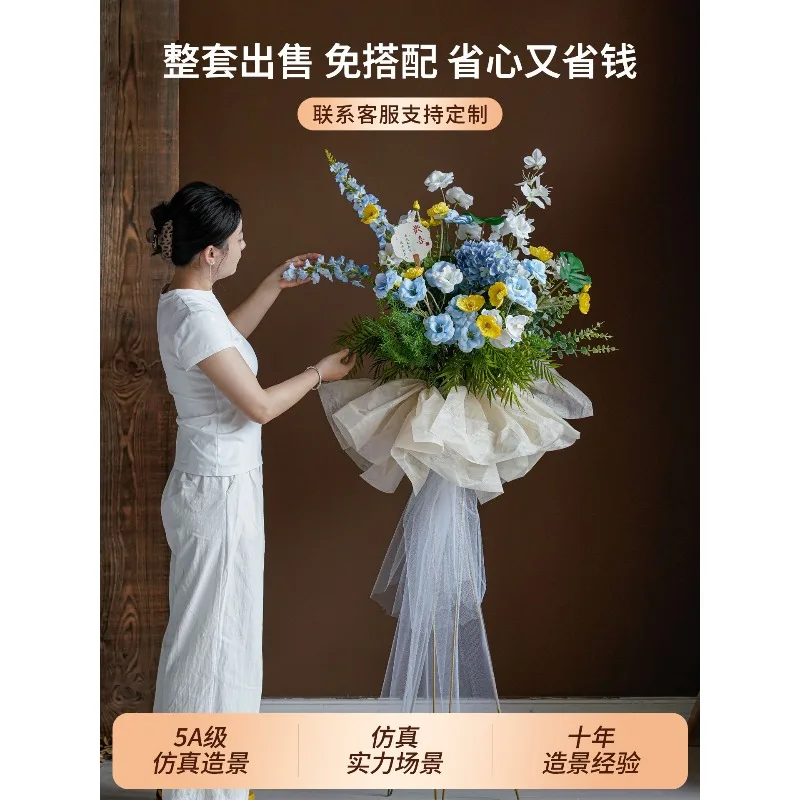 Simulation flower art opening flower basket welcome triangle pendulum flower car show celebration housewarming congratulations f