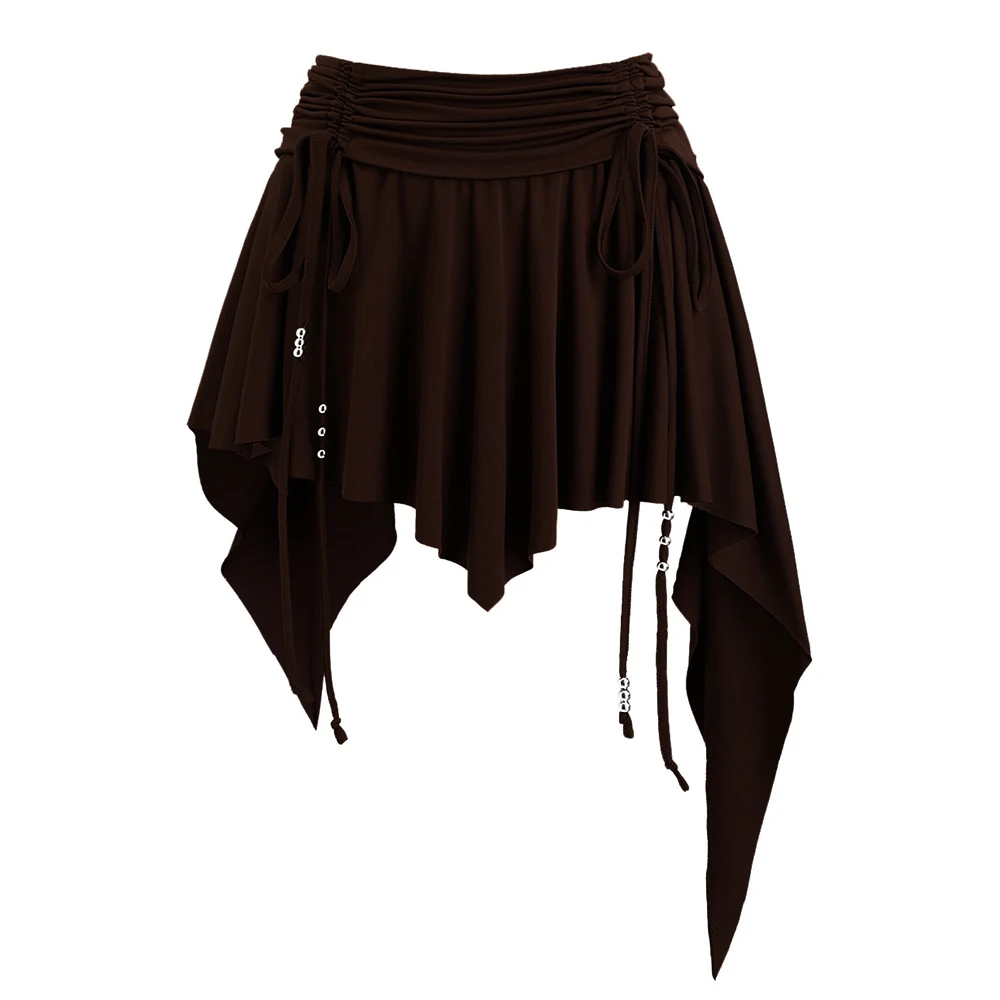 おしゃれで快適なスカート、無地、アシンメトリー、フリル、ハイストリート、ハイウエスト、Aライン、ミニ、パーティースカート、女性用