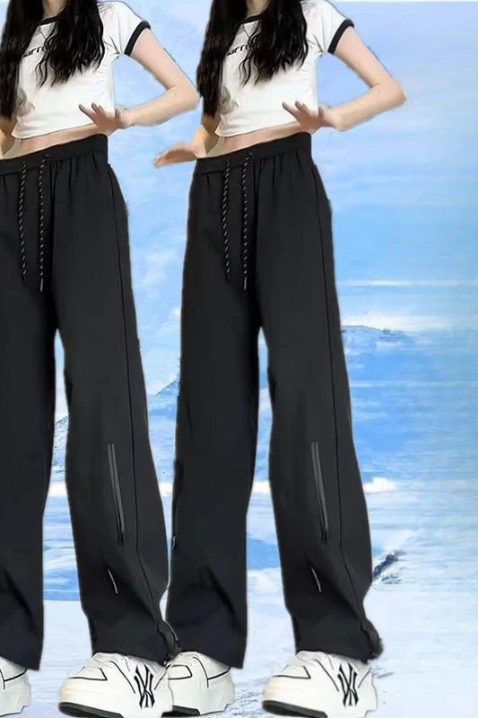 Calças cargo femininas marinha primavera algodão cintura ajustável multi-bolsos cordão bolso elasticidade painéis urbano oversize