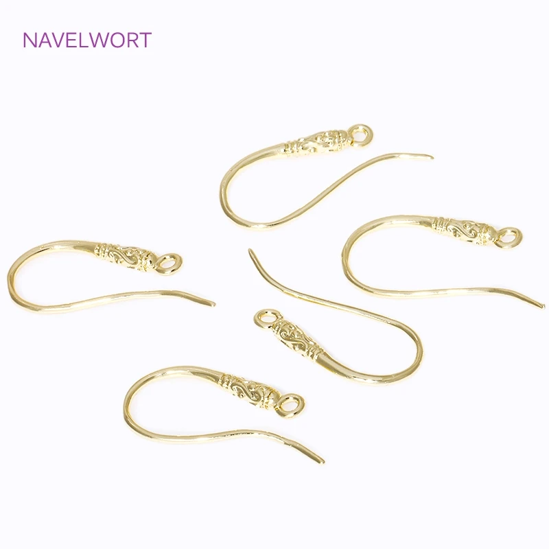 2/4/10Pcs 18K Gold Plated Earwires Fasteners Brass Stripe Earring Hooks,Hooks For Earring,DIY Earrings Making Accessories