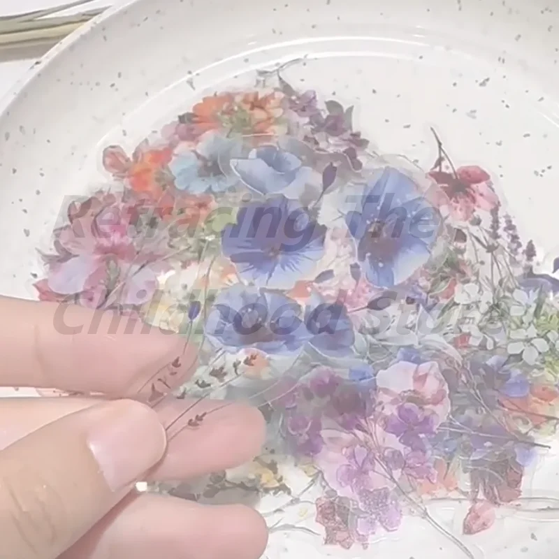 

50шт ​ ​ DIY багажный блокнот, чашка для воды, ПЭТ, водонепроницаемые наклейки, креативный атласный мечтательный цветок, подарок, наклейки с граффити