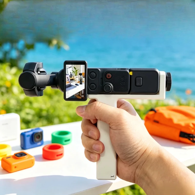 For DJI Osmo Pocket 4/4P Camera Vertical Shooting Handle Portrait Grip w Anti-Scratch Foam Pad​/Strap Hole/Expansion Port