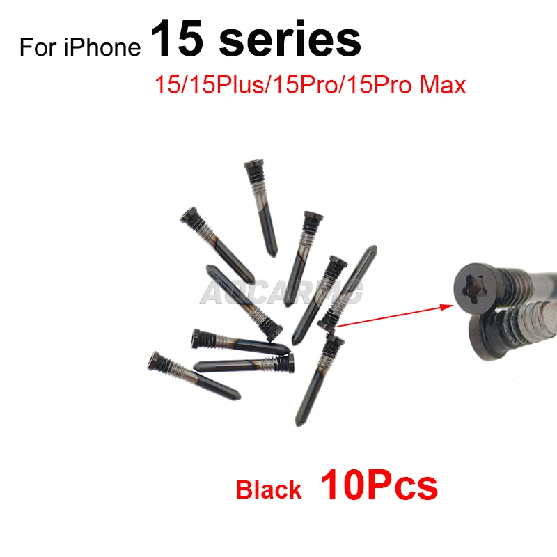 Aocarmo 10Pcs/Lot For iPhone 15 Pro Max 15 Plus 15Pro White Blue Natural Black Bottom Dock Screws Housing Screw Replacement