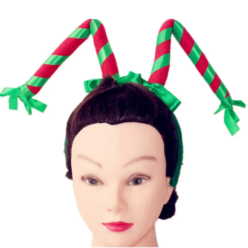 

10pcs Cartoon Strip Bow Knot Headband Holiday Birthday Party Supplies Headdress Green Children Adult Navidad Christmas