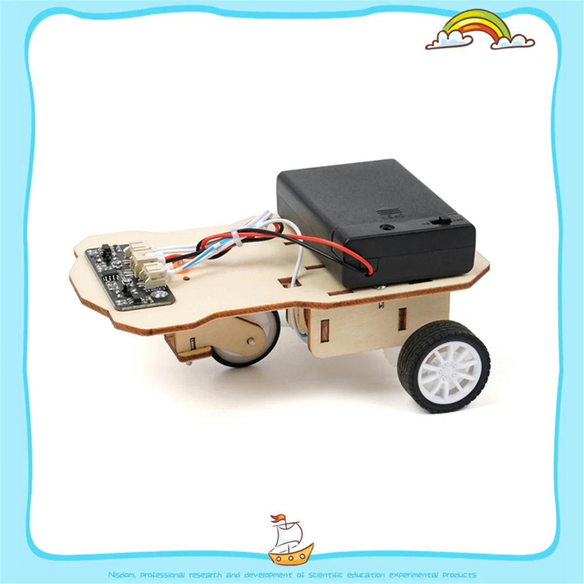 Scientific Experiment Wooden DIY Tracking Car Assembly Model Technology Production Material Package for Children Kids