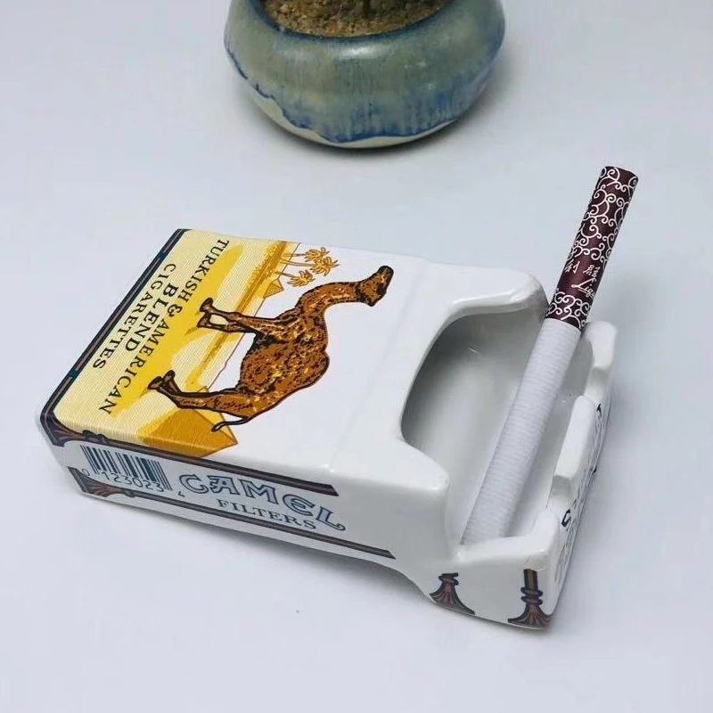 ashtray with cigarette holder Ceramic Ashtray Personalized European Cigarette Case Creative Trend Fashion  Living Room Home Hotel Ash Tray Smoking Accessories