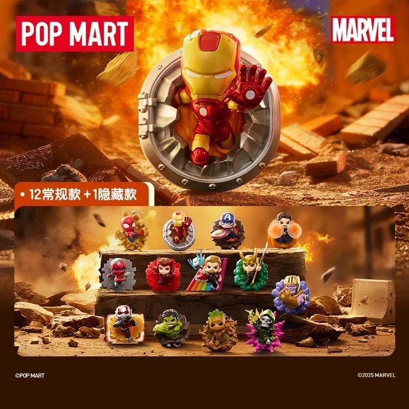 

POP MART MARVEL через бесконечную серию, аниме-фигурка, слепая коробка, загадочная коллекция, сумка для догадок, кукла, настольные украшения
