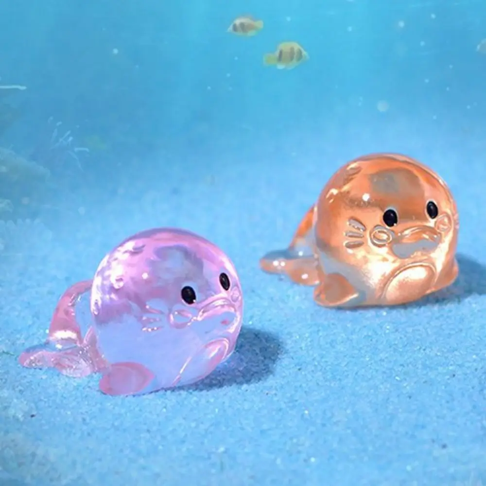 Cartoon Sea Lion Ornaments 3D Resin Craft Sea Animal Model Micro Landscape Mini Sea Lion Ornaments Fish Tank Accessories