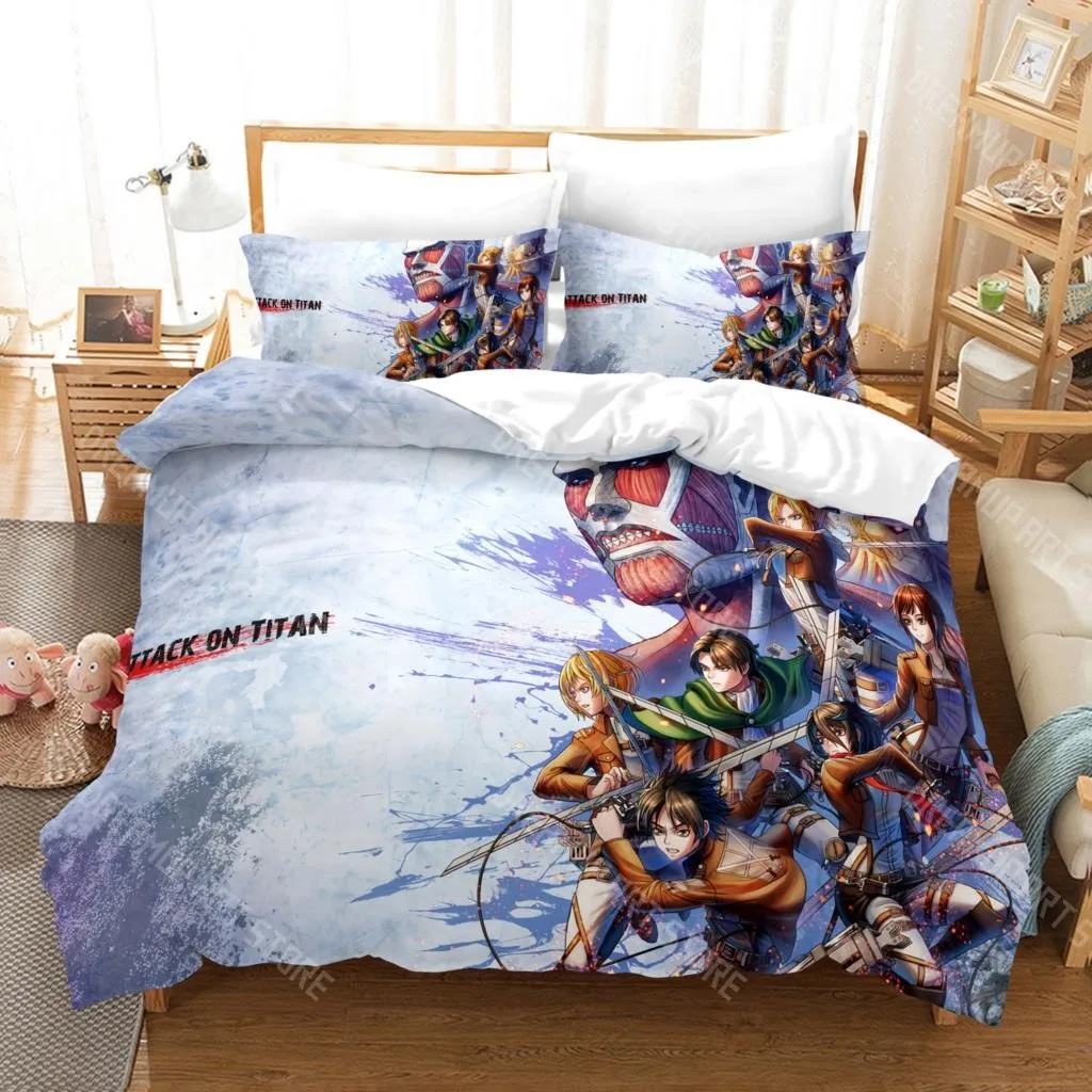 3D Printed Attack On Titan AOT Bedding Set for Boys Girls Duvet Cover And Pillowcase Twin Queen King Full Single Double Sizes