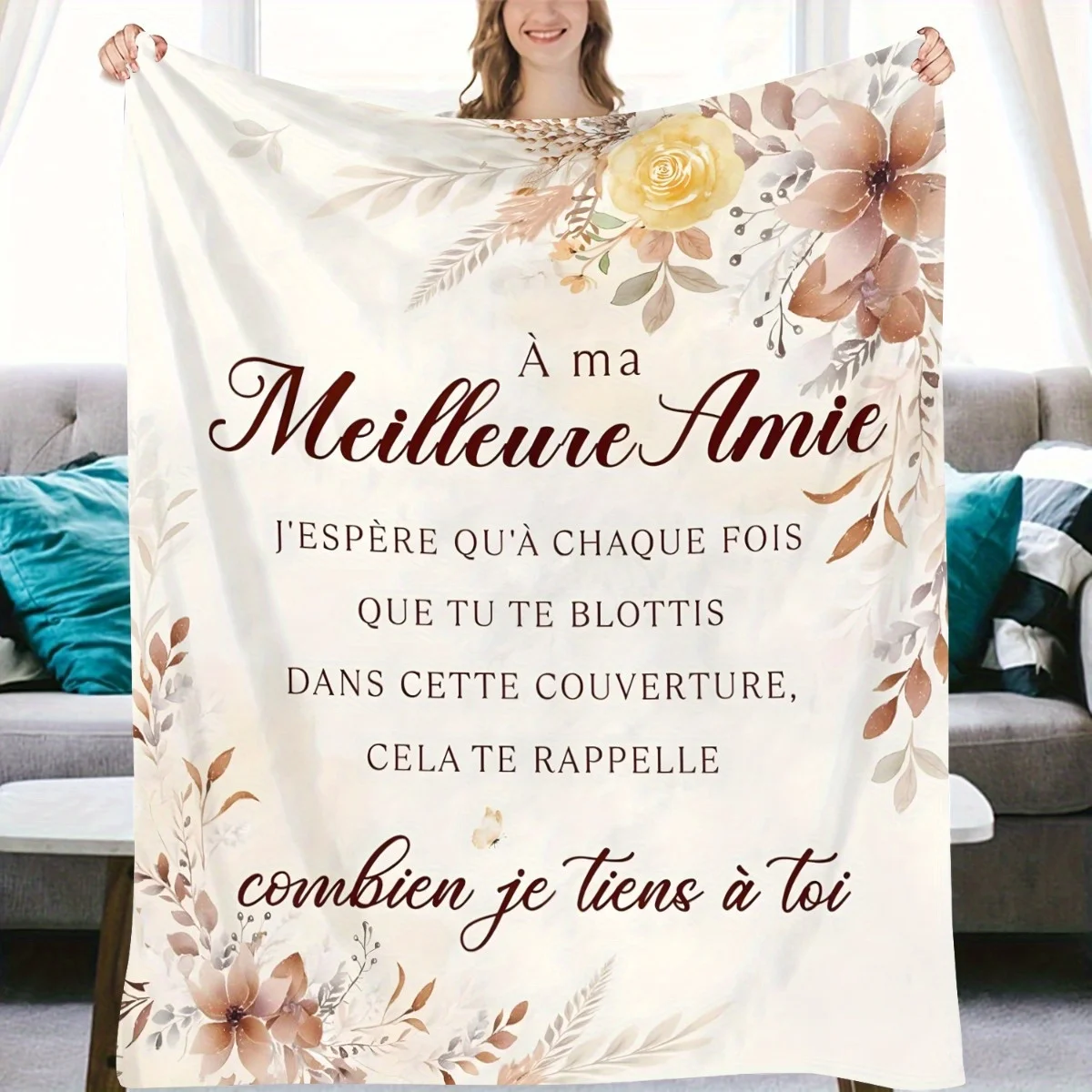 

1 шт. одеяло с цветочным принтом, полиэфирная ткань, можно стирать в машине, подходит для украшения спальни и гостиной.