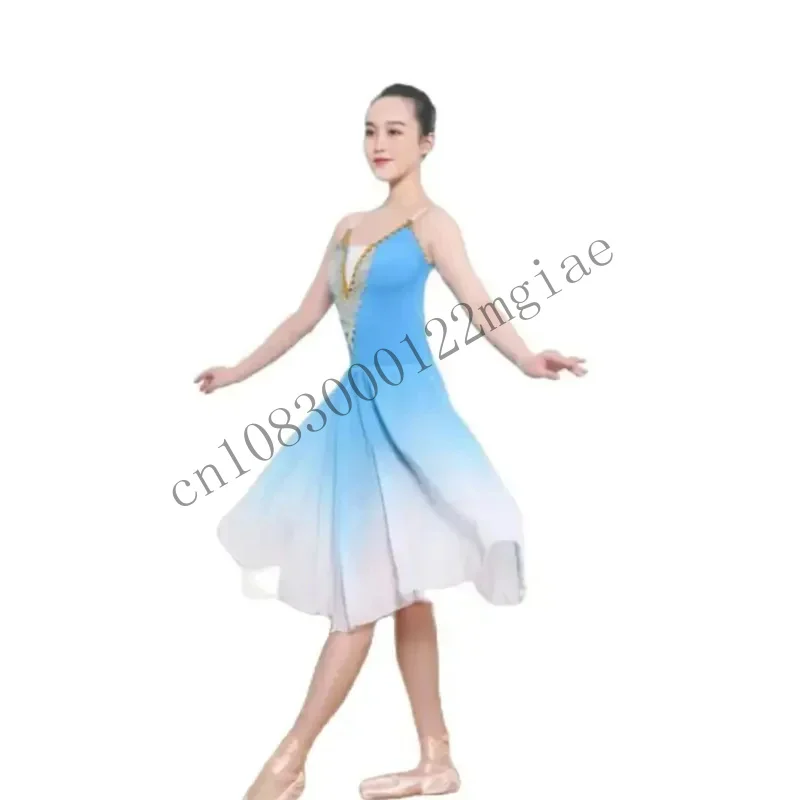 1 Pcs/Lot Long Adult Children Modern Dance Costume Tutu Ballerina Chiffon Ballet Dress CMM221