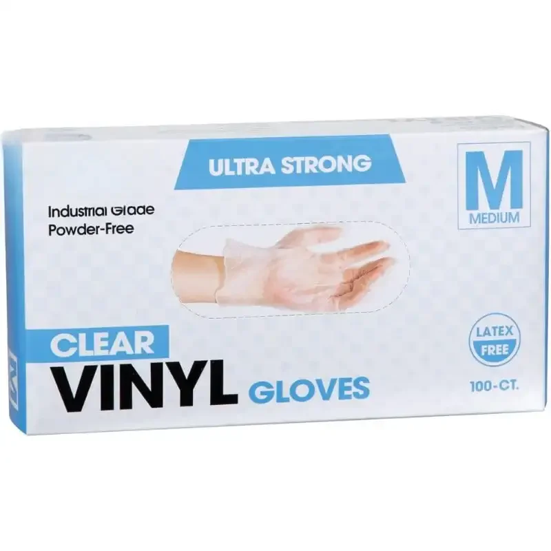 Professional Collection Disposable Vinyl Gloves, Clear, Industrial Grade, Powder-Free, Latex-Free, Non-Sterile, Food Safe