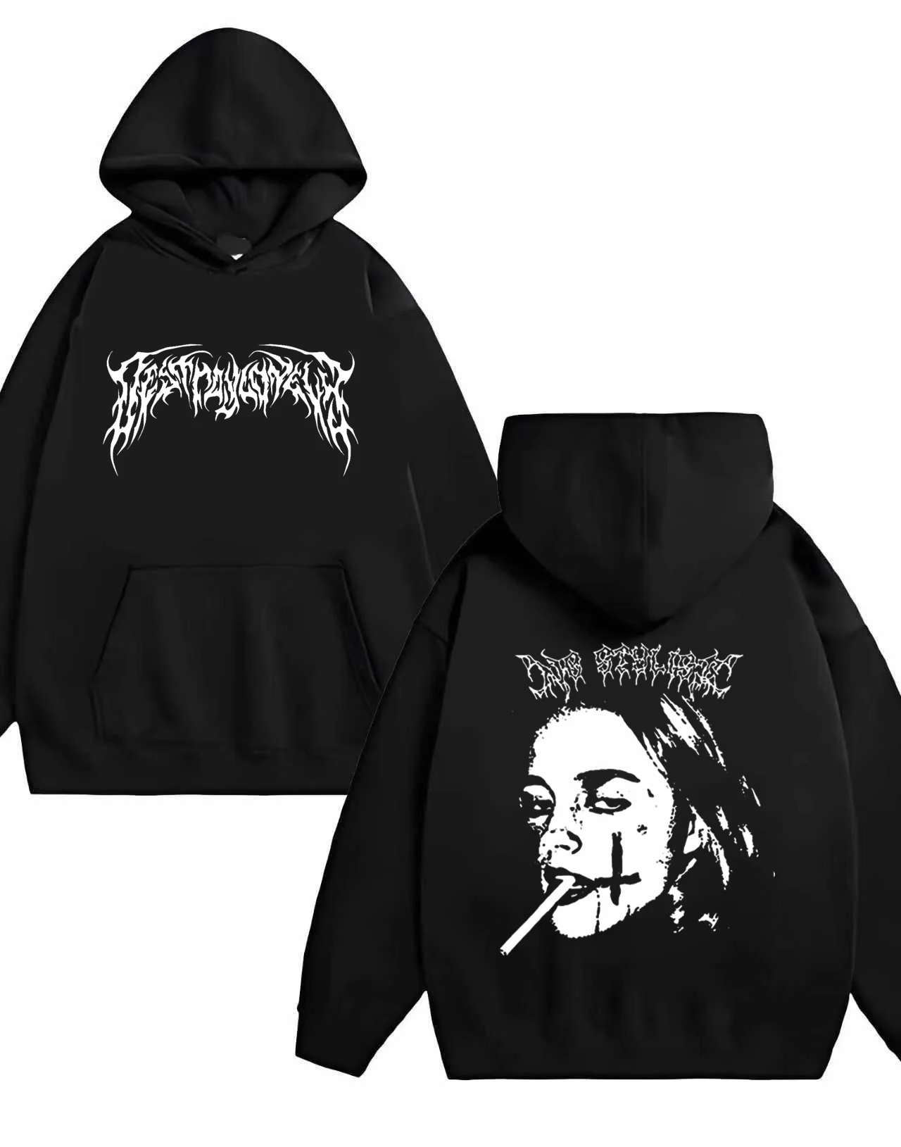 

2025 Новая модная толстовка с темным графическим принтом, 330 г, повседневная унисекс