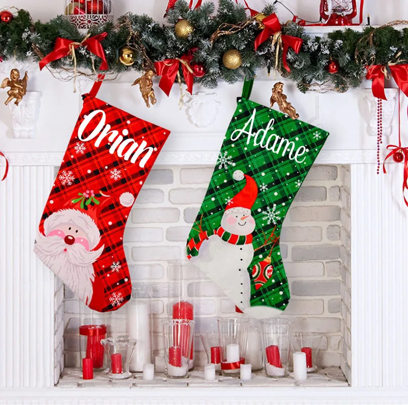 Personalized printing new Christmas decoration products, printed gift socks, Santa Claus socks, red and black gift bags