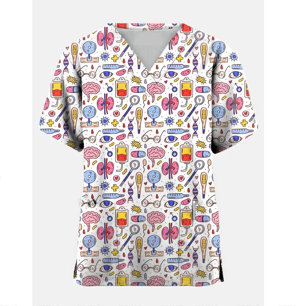 Vestidos cirúrgicos hospitalares, tops de manga curta, acessórios de enfermagem, vestidos de médico, uniformes médicos femininos, trabalho elástico fosco