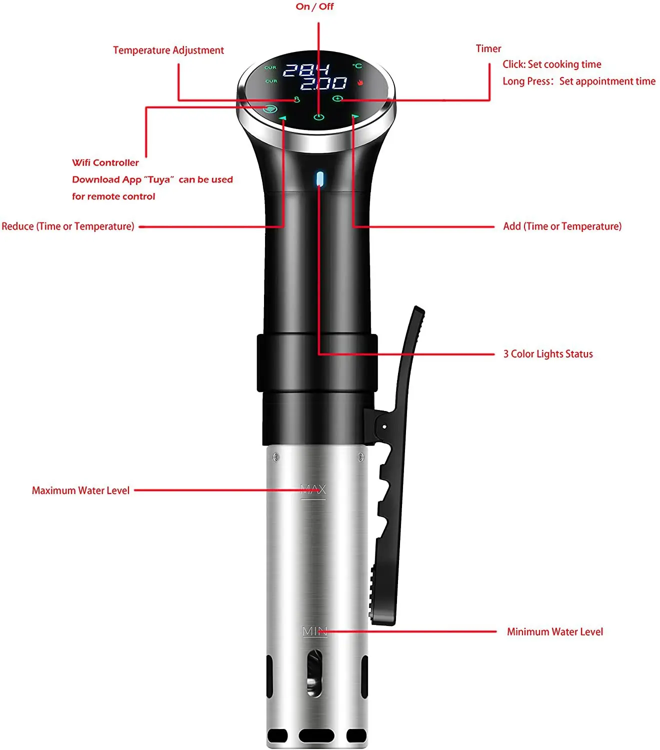 Home Slowcooker Slowcooker Stick WIFI-versie Vacuüm Slowcooker Hot Immersion Circulator APP-bediening
