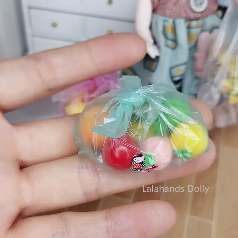 Dollhouse Mini Clear Plastic Bag 1/12 Miniature Simulation Shopping Bag Cute Dollhouse Decoration Shooting Props Accessories