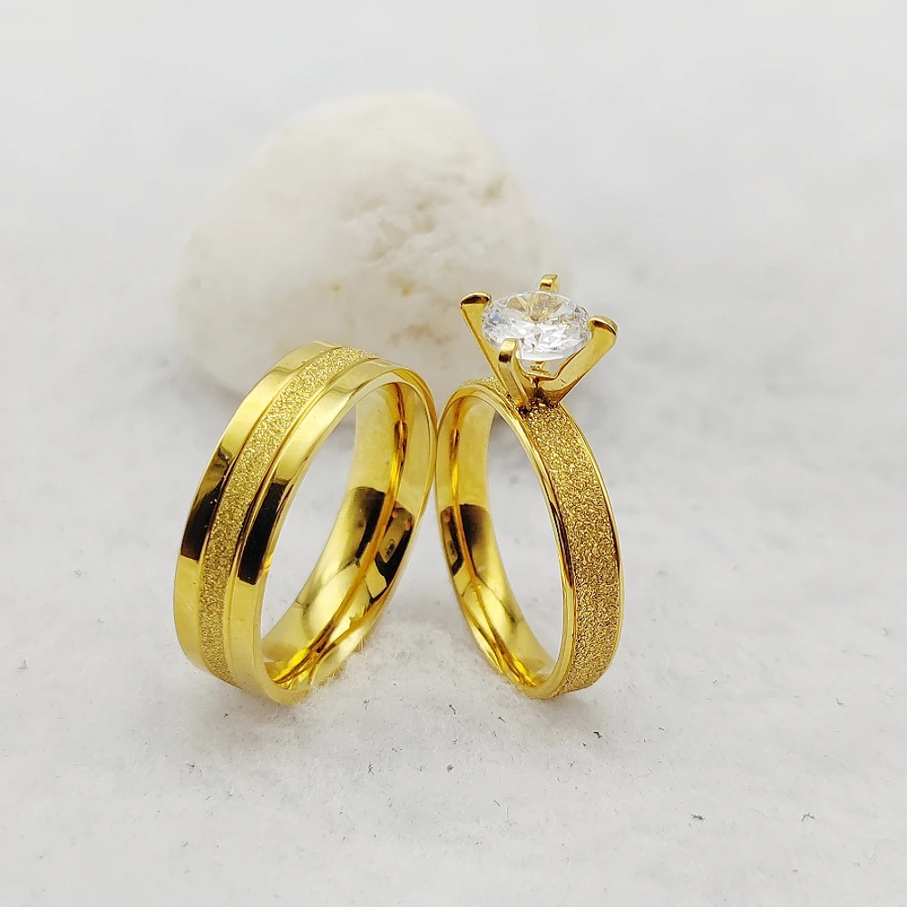 Бижутерия роскошные свадебные кольца большие свадебные кольца Sonte Свадебная пара 18K позолоченное кольцо на палец
