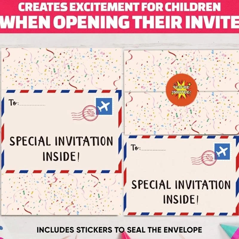 K9FC 18 Pcs/Set Childrens Birthday Party Invitations with Sticker Birthday Invitations Birthday Party Invitations Cards