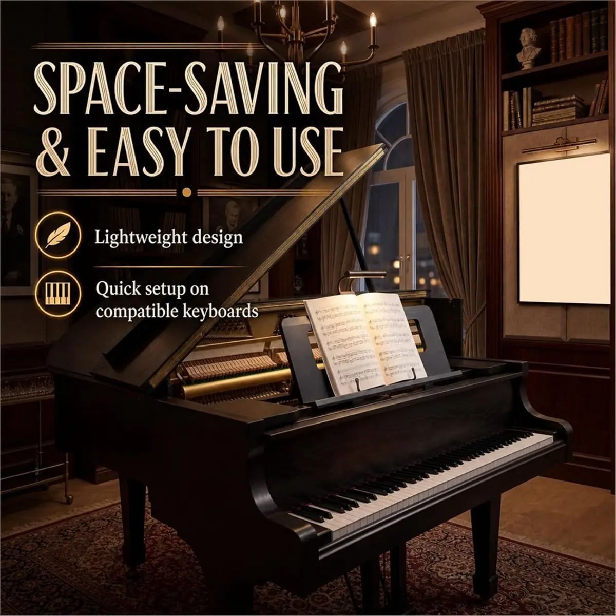 Adjustable Pin Music Stand, Keyboard Sheet Music Stand Piano Rest for Electronic Piano Keyboard
