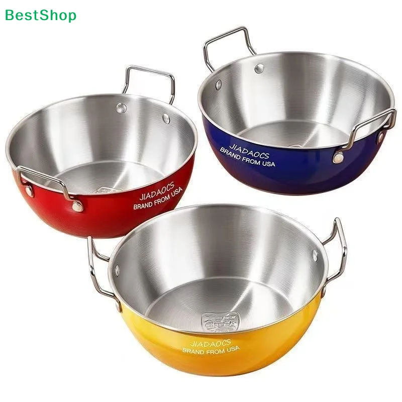 〔R〕Kitchen Cooking Bowls Stainless Steel Dual Handle Colored Design 17cm For Serving Food And Storage Tasks 1PC