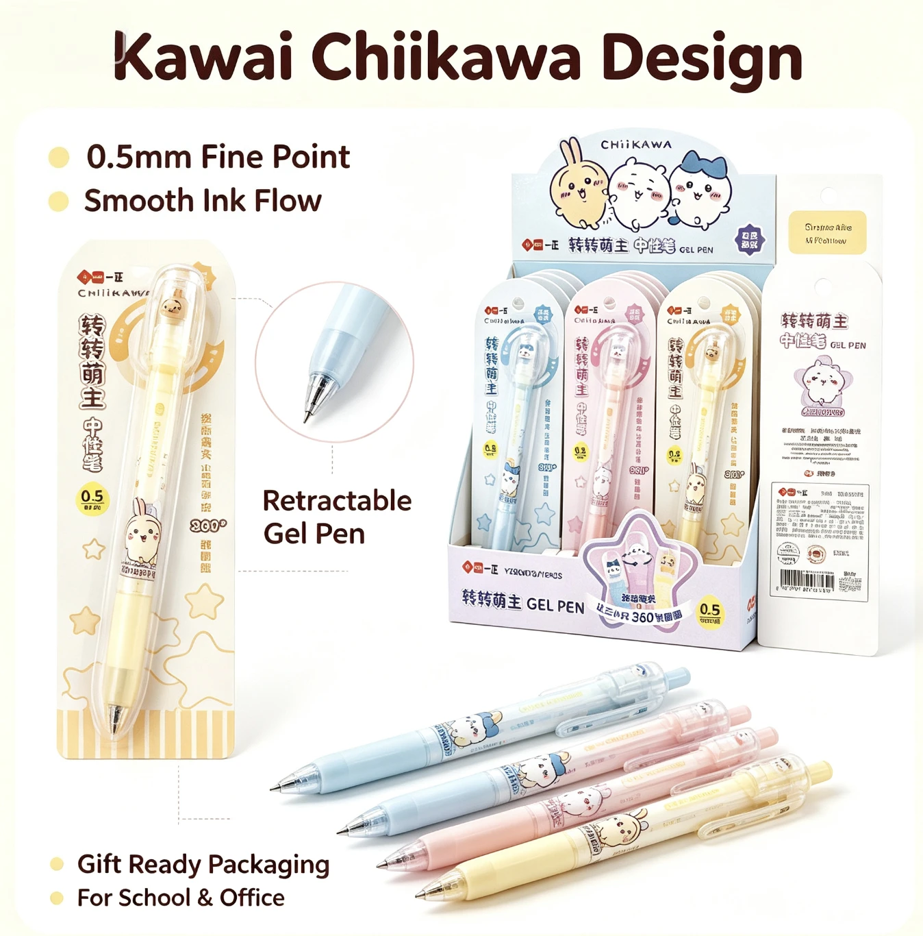YiZheng Stationery Cute Rotating Press Gel Pen Cartoon Retractable Writing Pen Students Daily Practice School