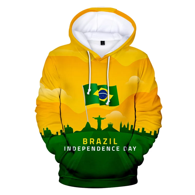 Fashion Brazil Independence Day 3D Printed Hoodie Men Women Long Sleeves Sweatshirt Street Casual Sports Pullovers Tops Clothes