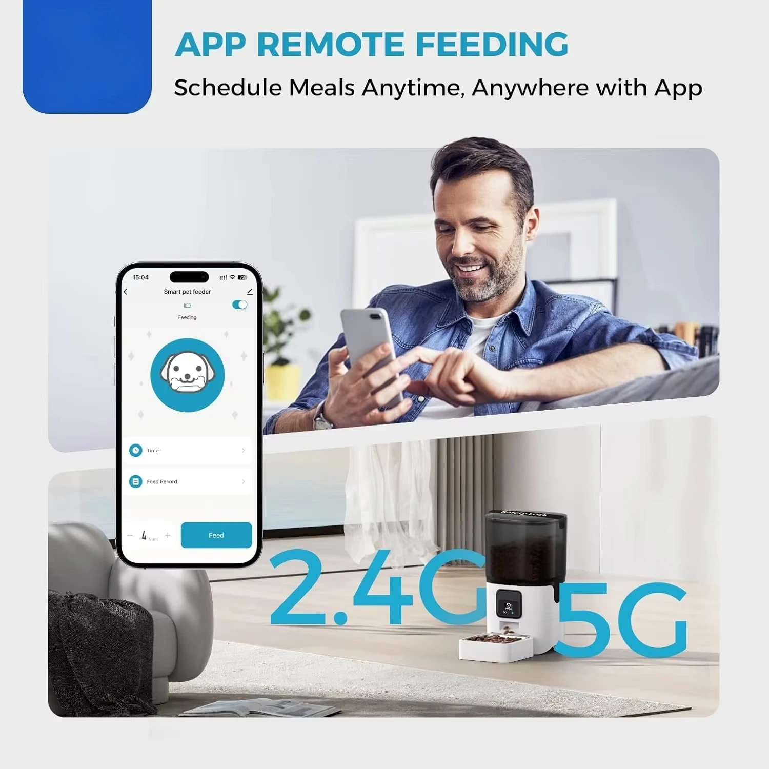 6L Advanced Large Capacity Automatic Dog Feeder with Remote Control App for Precise Control of Feeding Amount - WiFi Edition