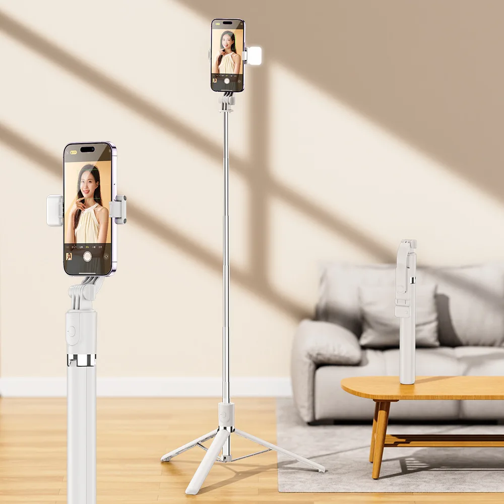 1700mm Wireless Selfie Stick Tripod for Smartphone, Extendable Foldable Phone Stand, Portable Monopod with Stable Shooting