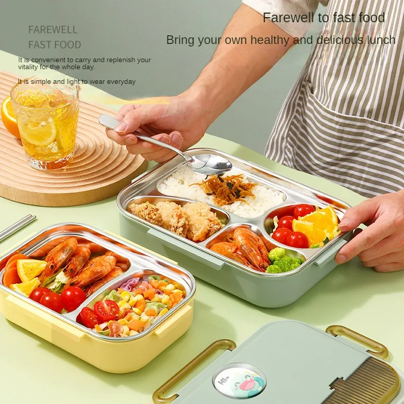 

Halloween propsStainless steel insulated lunch box for students, special for office microwave oven heating, grid shaped lunchbox