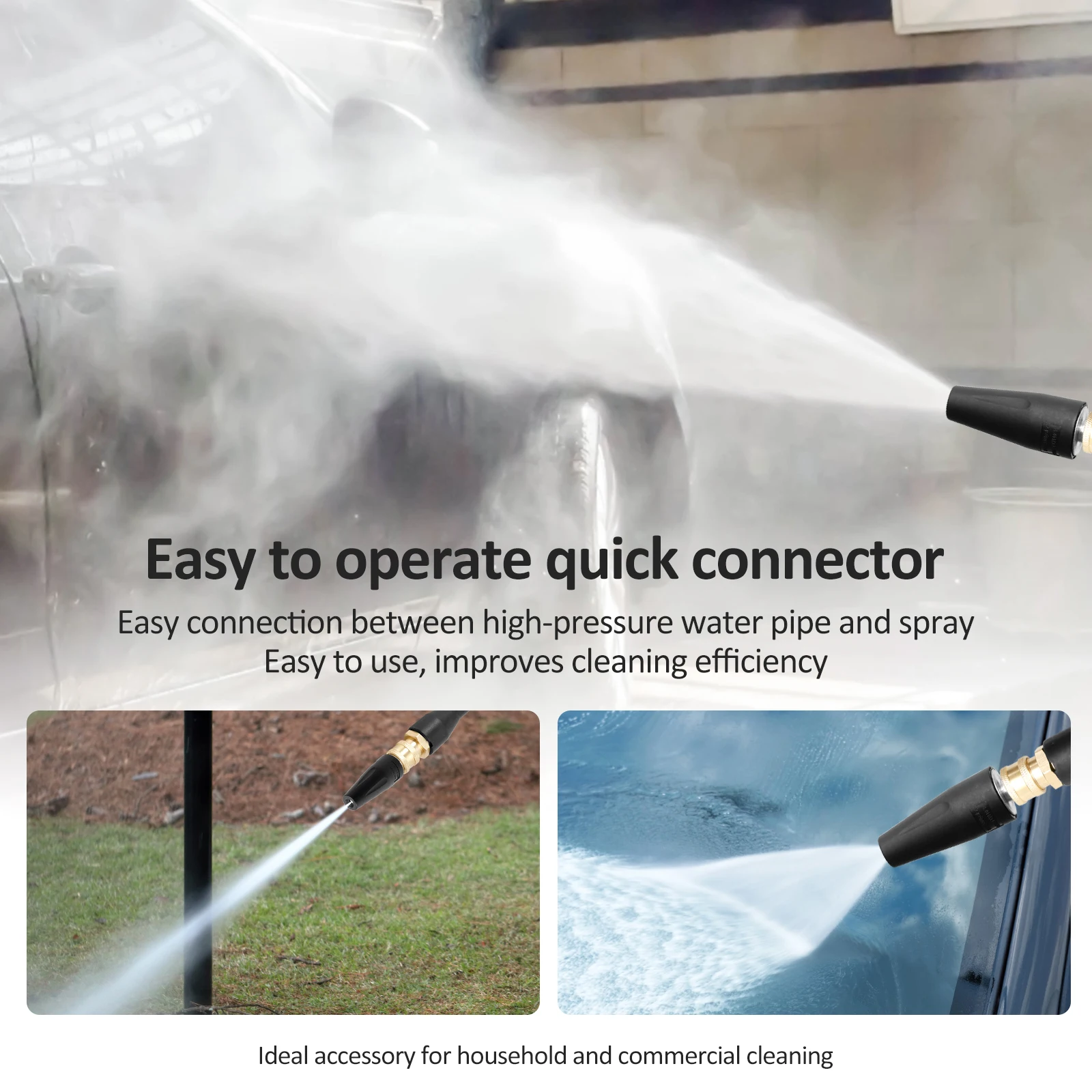 Pressure Washer Accessories 16 Inch Power Washer Replacement Wand with 5 Spray Tips and Turbo Nozzle for Cleaning Driveways Car