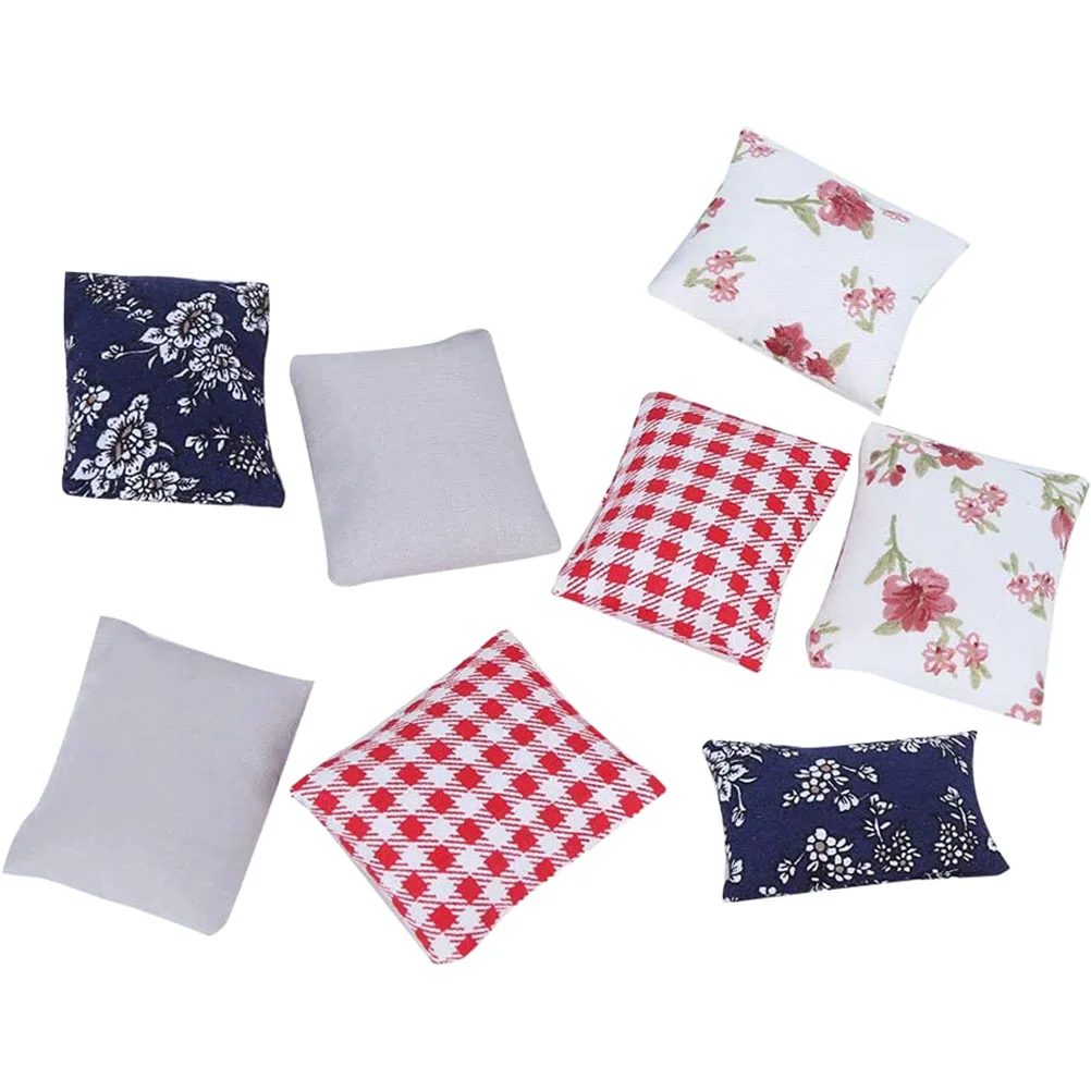 8 Pcs Miniature Tabletop Fake Pillow Pillows Cushion Decorative Model Wear-resistant Compact Adorable Furniture