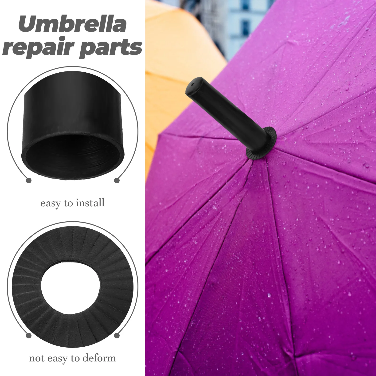 2 Pcs Small Black Umbrella Hat Accessories Windproof Plastic Clear Repair Parts