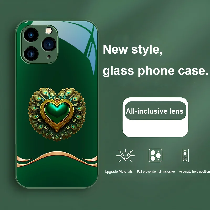 Chinese Red Love Butterfly Rose Purple For Iphone 15 14 13 12 11 Pro Max XS XR 7 8 Plus 2020 2022 SE Tempered Glass Phone Case