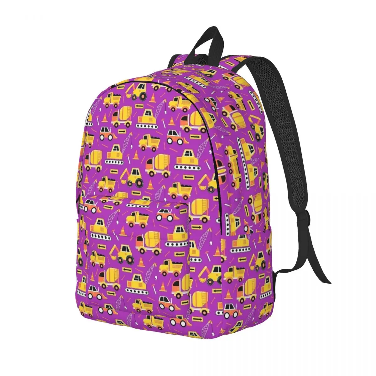 Bau LKW auf hell lila Rucksack Kinder Schüler Schule Buch Taschen Leinwand Tages rucksack Vorschule Primär tasche mit Tasche