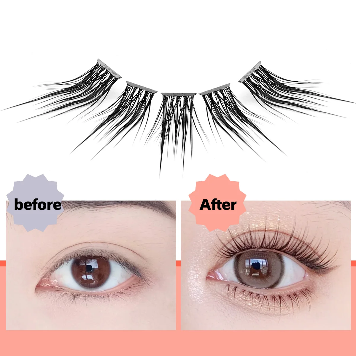 IGUIONSS Fake Eyelash IG2350 L Curved Three Rows Fake Eyelash Natural Novice DIY10-14MM