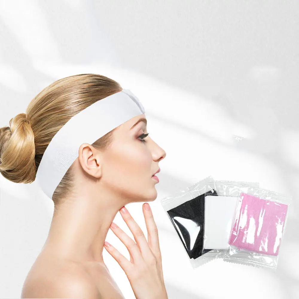 50 Pieces Disposable Spa Facial Headbands Stretch Non-Woven Soft Skin Care Hair Band with Convenient Closure for Women Girls