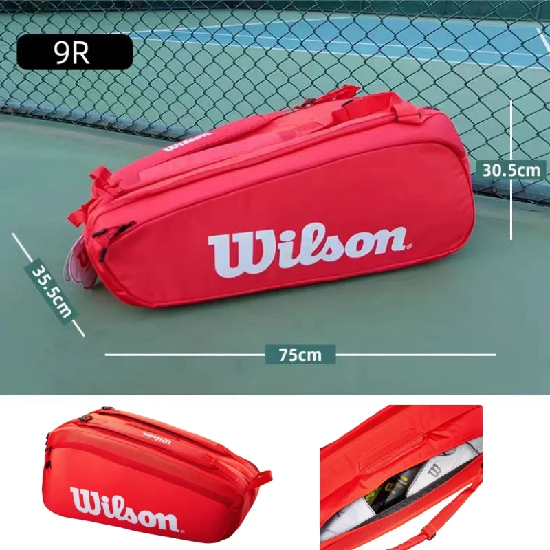 

Теннисная сумка Wilson для взрослых DS 9/6 PK, большая вместимость, спортивное оборудование Wilson, рюкзак для теннисных ракеток, красный