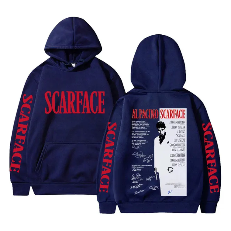 90er Jahre Klassischer Gangster-Film Scarface Merch Hoodie Vintage Tony Montana Al Pacino Sweatshirt Herren Damen Lässiger Oversized Trainingsanzug – Detail 4