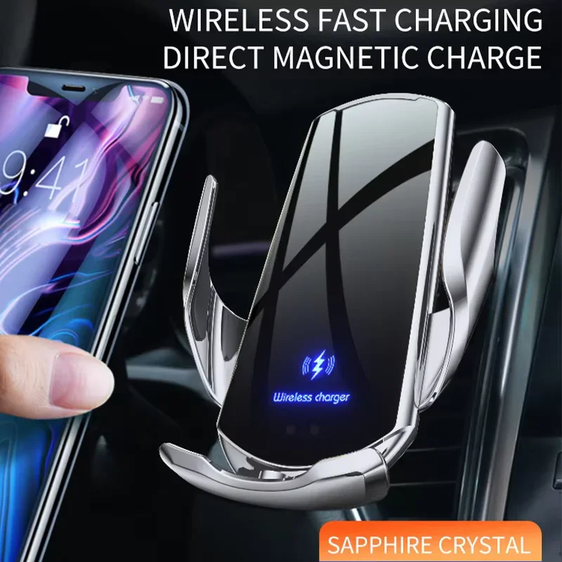 Car Wireless Charger Magnetic Automatic Car Mount Phone Holder For iPhone Xiaomi Samsung LG Infrared Induction Fast Car Charging