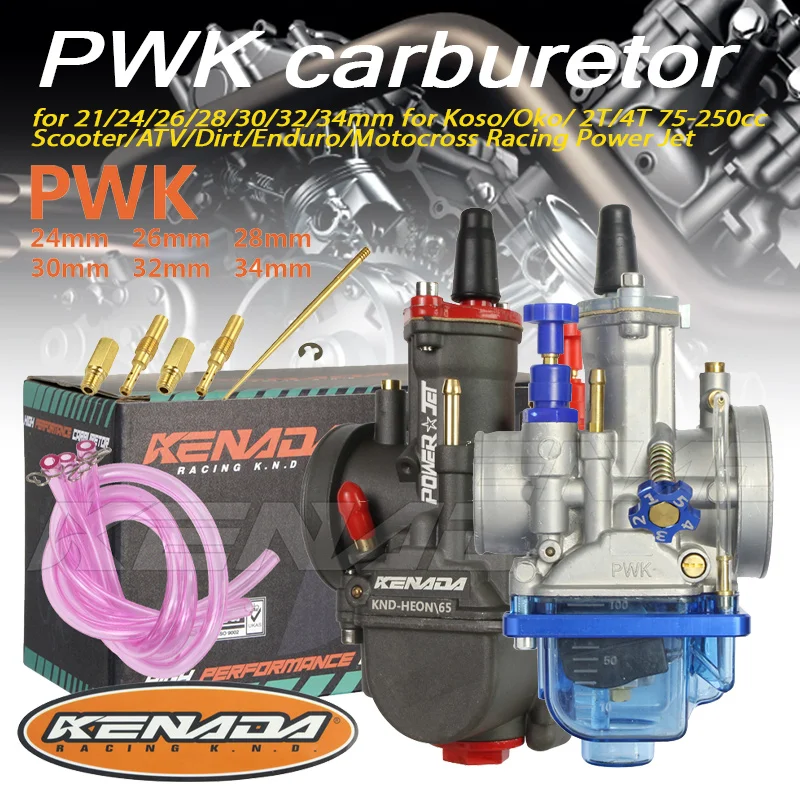 Carburateur Kenada Racing PWK21-34mm avec Power Jet pour 50-350cc 2/4T NSR Cr ATV Quad Go Kart Dirt Bike Scooter Enduro Motocross
